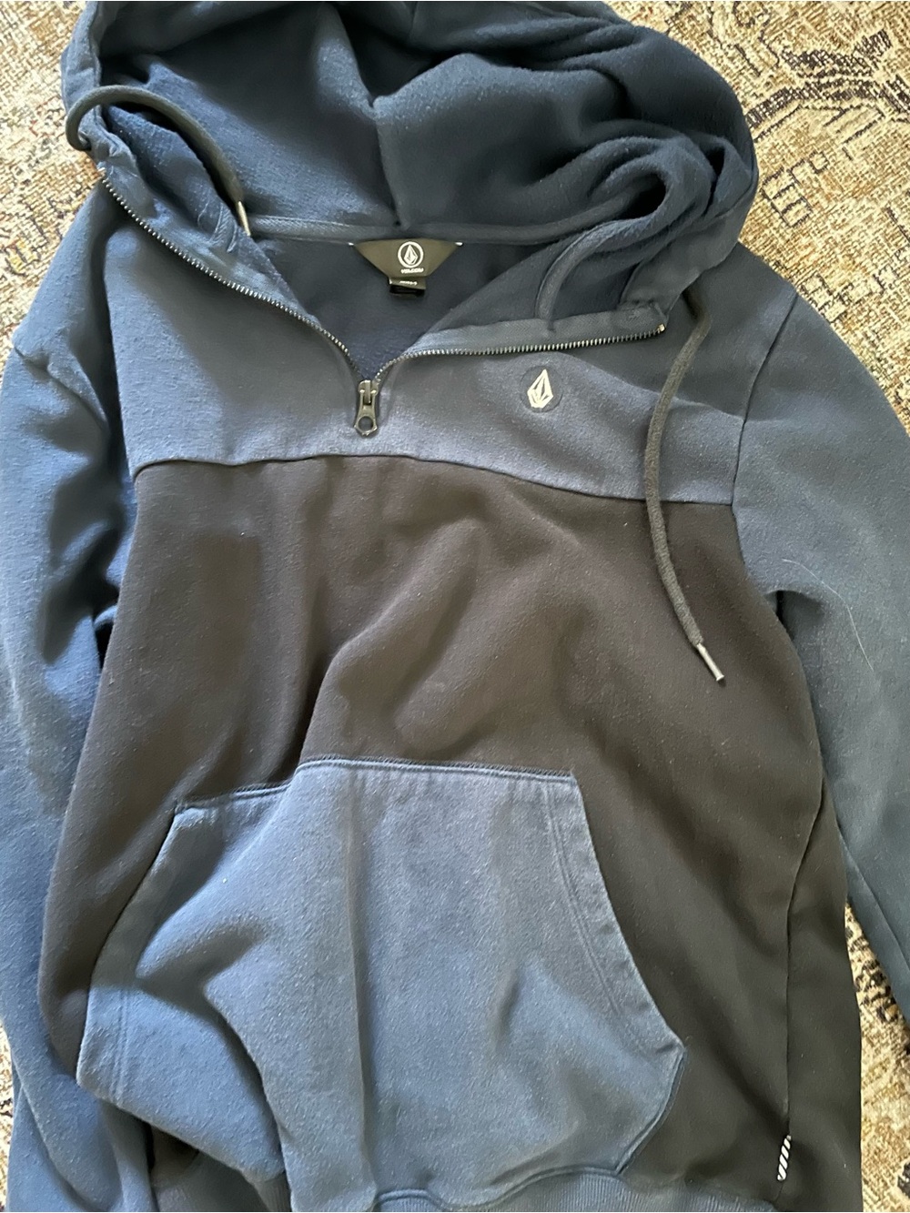 Volcom Men’s Navy and Black Half-Zip Pullover Hoodie